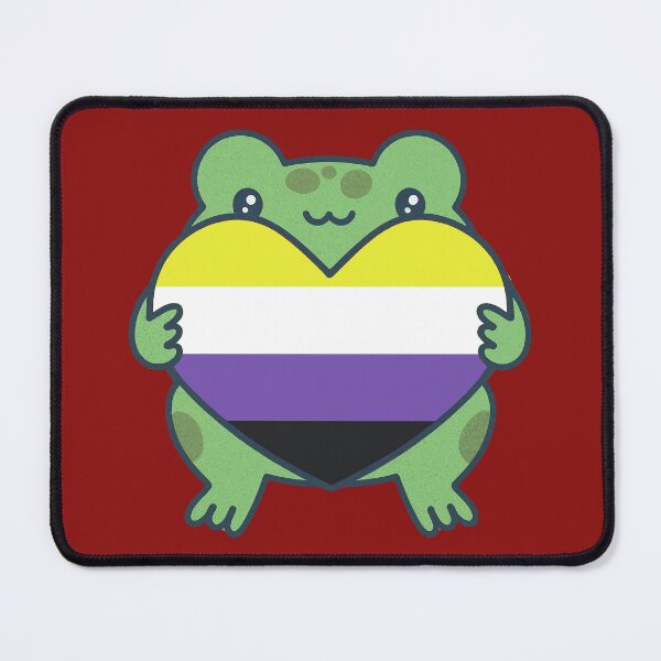 Item preview, Cute Frog holding a heart with Nonbinary Pride Flag Colors , Nonbinary Design designed and sold by Travelslightly.