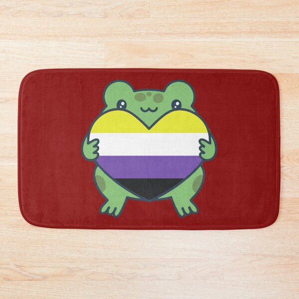 Item preview, Cute Frog holding a heart with Nonbinary Pride Flag Colors , Nonbinary Design designed and sold by Travelslightly.
