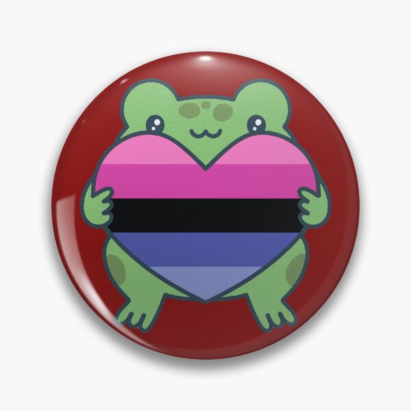 Item preview, Cute Frog holding a heart with Omnisexual Pride Flag Colors , Omni Design designed and sold by Travelslightly.