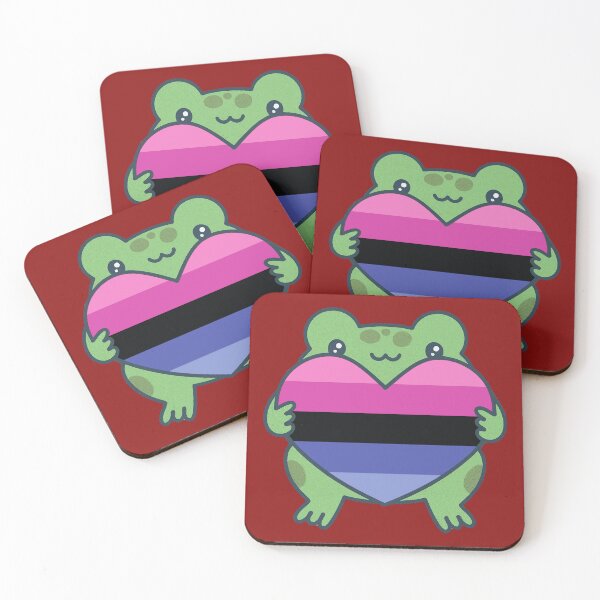 Item preview, Cute Frog holding a heart with Omnisexual Pride Flag Colors , Omni Design designed and sold by Travelslightly.