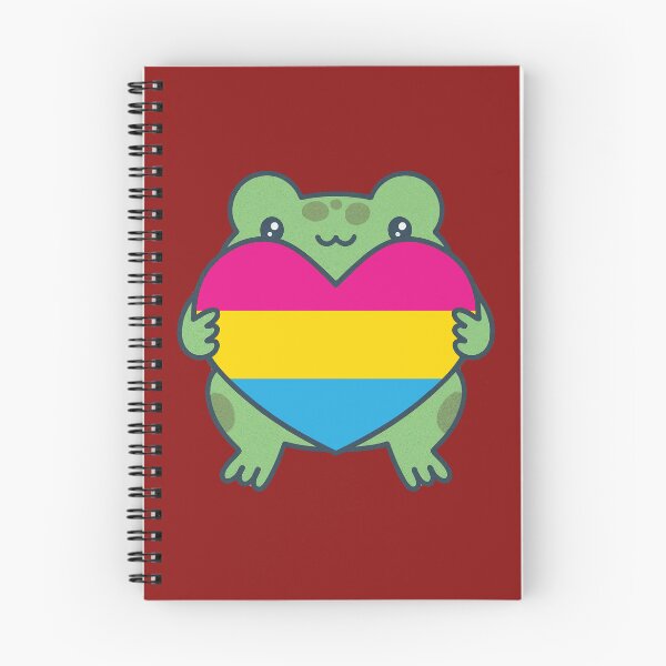 Item preview, Cute Frog holding a heart with Pansexual Pride Flag Colors , Pan Design designed and sold by Travelslightly.
