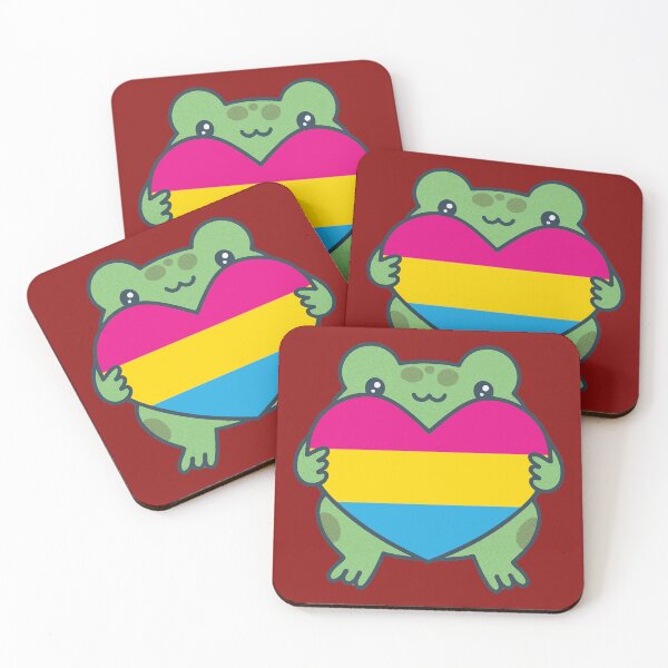 Item preview, Cute Frog holding a heart with Pansexual Pride Flag Colors , Pan Design designed and sold by Travelslightly.