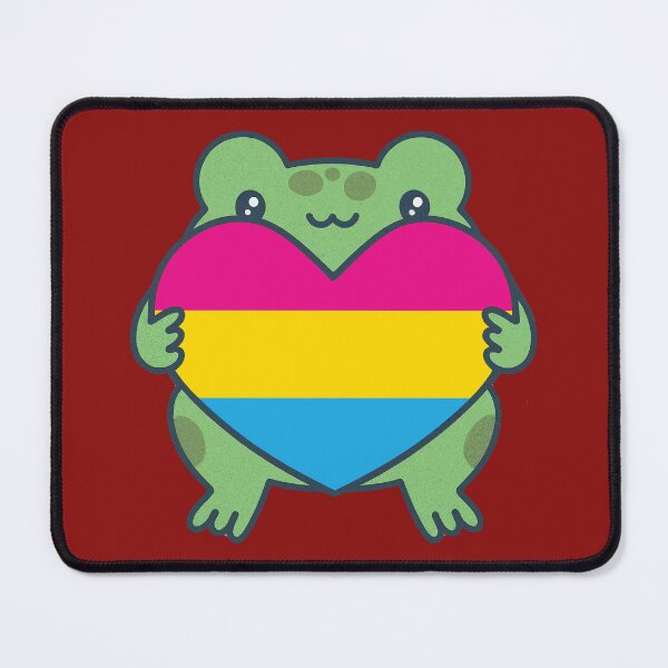 Item preview, Cute Frog holding a heart with Pansexual Pride Flag Colors , Pan Design designed and sold by Travelslightly.