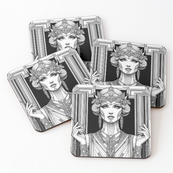 Item preview, Art Deco Poster, Elegant Art Deco Inspired Woman Sticker – Vintage Style, Intricate Lines, and Graceful Beauty for Laptops, Planners, and Gifts designed and sold by AlphaPODMonkey.