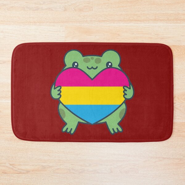 Item preview, Cute Frog holding a heart with Pansexual Pride Flag Colors , Pan Design designed and sold by Travelslightly.