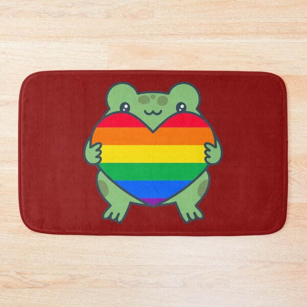 Item preview, Cute Frog holding a heart with LGBTQIA+ Pride Flag Colors , Rainbow Pride Design designed and sold by Travelslightly.