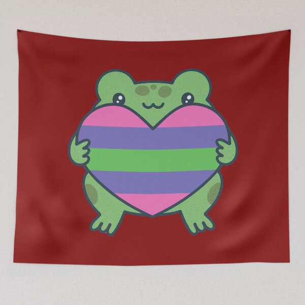 Item preview, Cute Frog holding a heart with Trigender Pride Flag Colors , Trigender Pride Design designed and sold by Travelslightly.