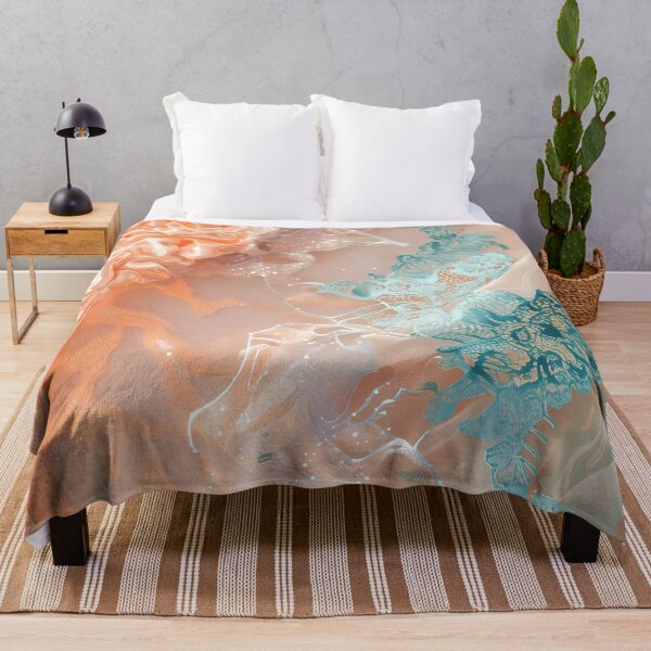Item preview, Peach fuzz flannel and satin texture with turquoise lace designed and sold by Fantasyplus.