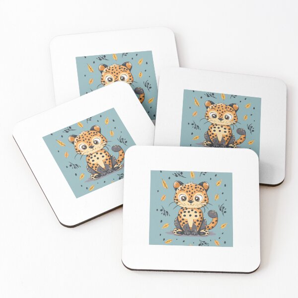 Item preview, Autumn Leaves and Cute Cheetah Cub Illustration designed and sold by PICbyFemke.