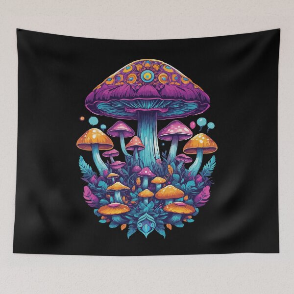 Item preview, Vibrant colors music festival forest mushrooms designed and sold by LuminOrb.