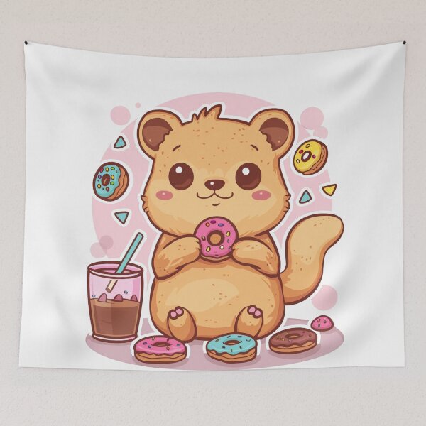 Item preview, Kawaii Quokka comiendo donut designed and sold by MilkyBerryShop.