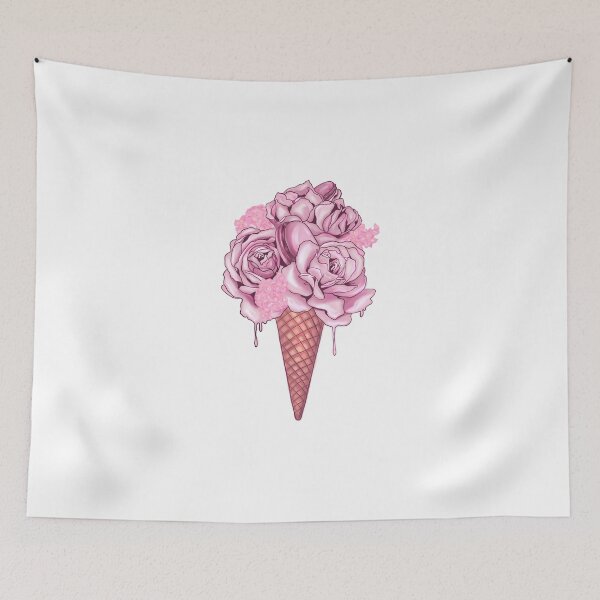 Item preview, pink flowers in a waffle cone designed and sold by AvotArt.