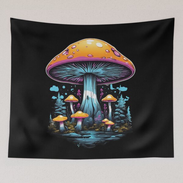 Item preview, Vibrant Colors Forest Mushrooms Music Festival Art designed and sold by LuminOrb.