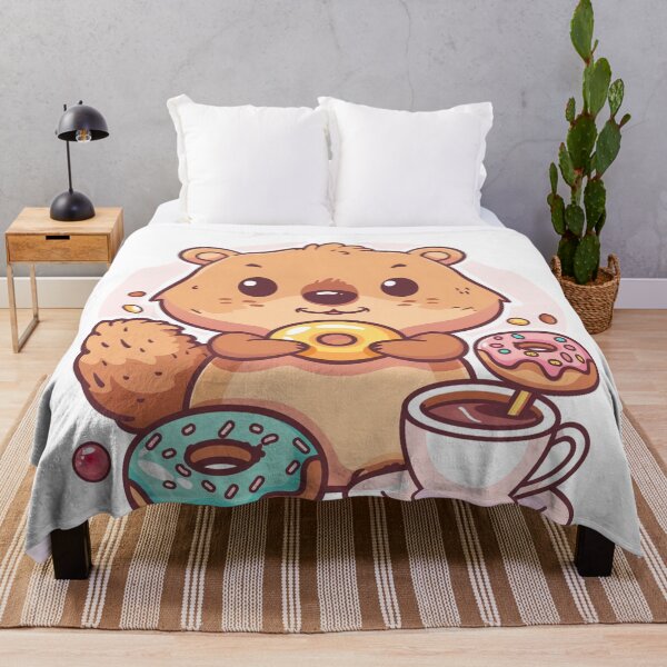 Aperçu de l'œuvre Quokka mignon mangeant un beignet créée et vendue par MilkyBerryShop.