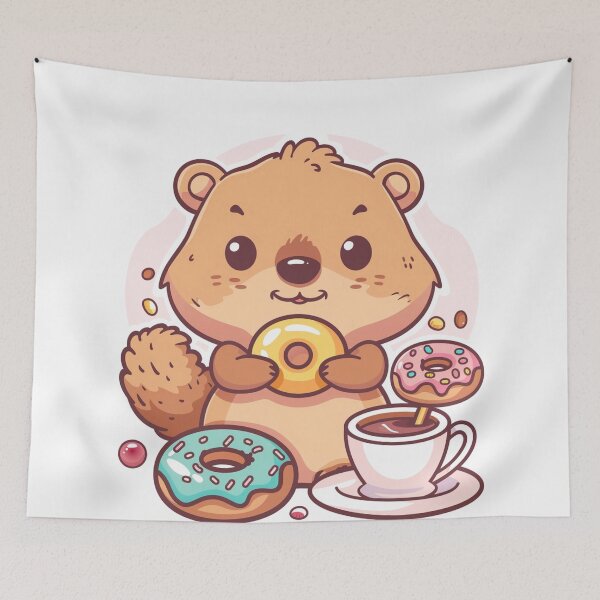Item preview, Lindo Quokka comiendo donut designed and sold by MilkyBerryShop.