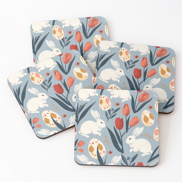 Item preview, Easter Bunny Pattern with Tulips and Easter Eggs designed and sold by Avery106.