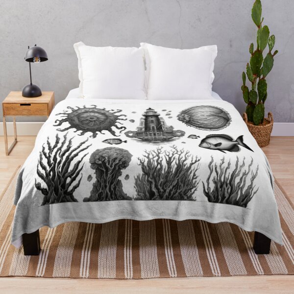 Item preview, Enchanting Deep Sea Wonders: Black and White Marine Outline Collection designed and sold by SSulatul101.