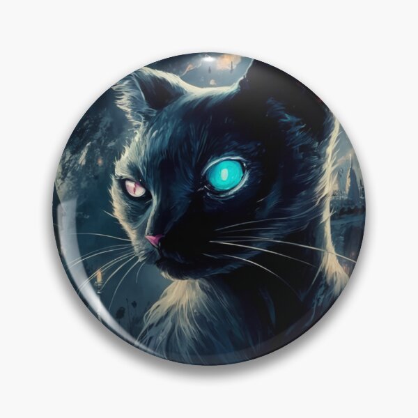 Item preview, "ONE EYED CAT". Cute painting of a mystical cat with one glowing, iridescent eye.  designed and sold by Obinne.
