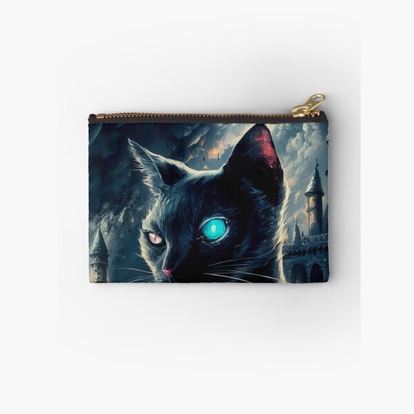 Item preview, "ONE EYED CAT". Cute painting of a mystical cat with one glowing, iridescent eye.  designed and sold by Obinne.
