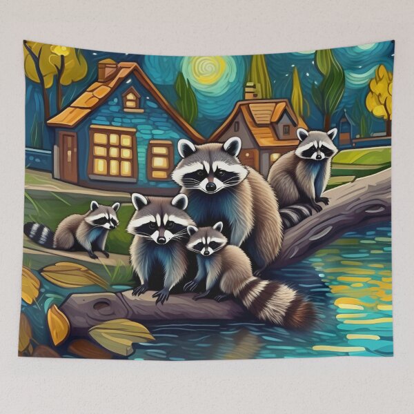 Item preview, Cute Raccoon Family Residing at River Bend Jungle Zoo Pals designed and sold by sportsimpact.