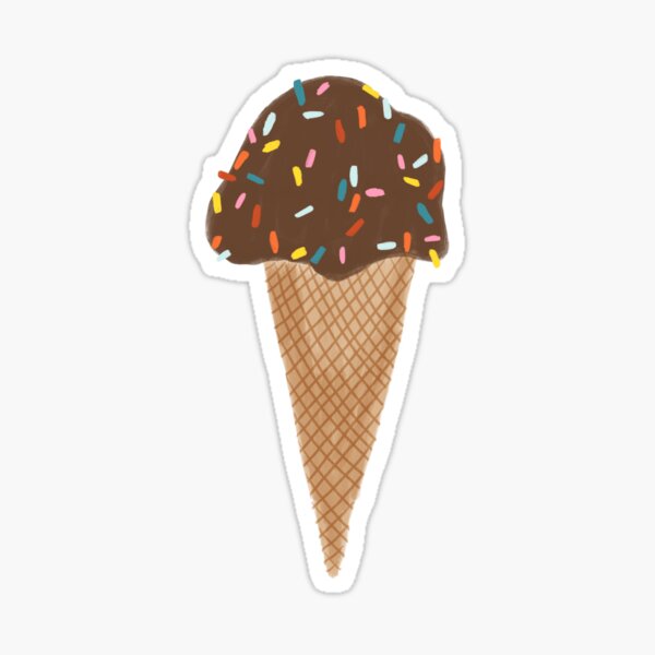 Chocolate ice cream with colorful sprinkles Sticker