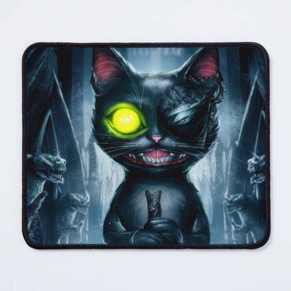 Item preview, "ONE EYED CAT": A captivating dark fantasy illustration of a cat designed and sold by Obinne.
