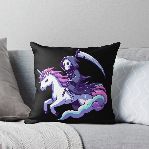 Item preview, Grim Reaper Death Riding Rainbow Unicorn designed and sold by TomFrontierArt.