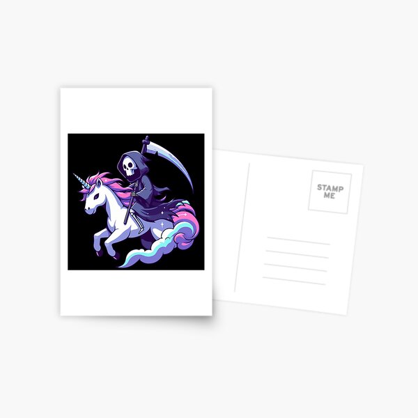 Item preview, Grim Reaper Death Riding Rainbow Unicorn designed and sold by TomFrontierArt.