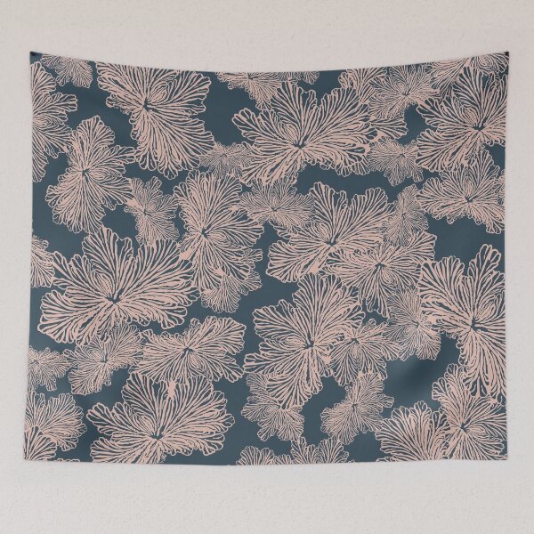 Item preview, Floral pattern organic dark blue and pink designed and sold by reznieh.