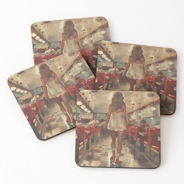 Item preview, Vintage female waiter on roller skates in retro style designed and sold by KattyTim.