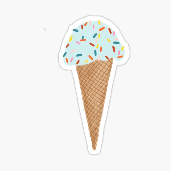 Minty Blue Ice Cream Cone with Sprinkles Sticker