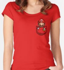 Pocket Mario Tshirt Women's Fitted Scoop T-Shirt