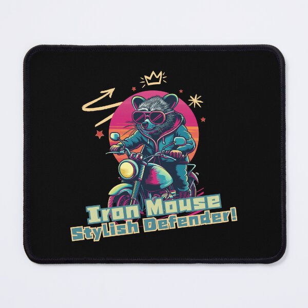 Item preview, Ironmouse: Synthwave Superhero Mouse on Motorbike designed and sold by zax454.