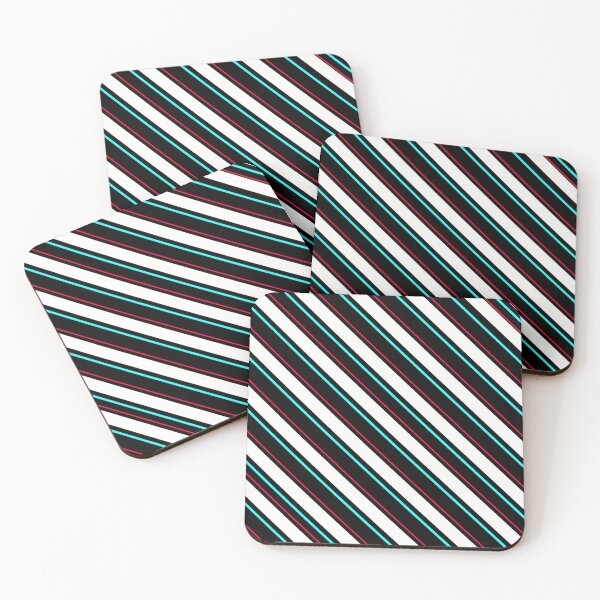 Item preview, Black And White Diagonal Stripes With Red Blue Lines designed and sold by PatternTitan.