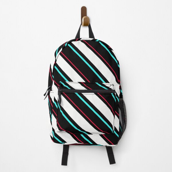 Item preview, Black And White Diagonal Stripes With Red Blue Lines designed and sold by PatternTitan.