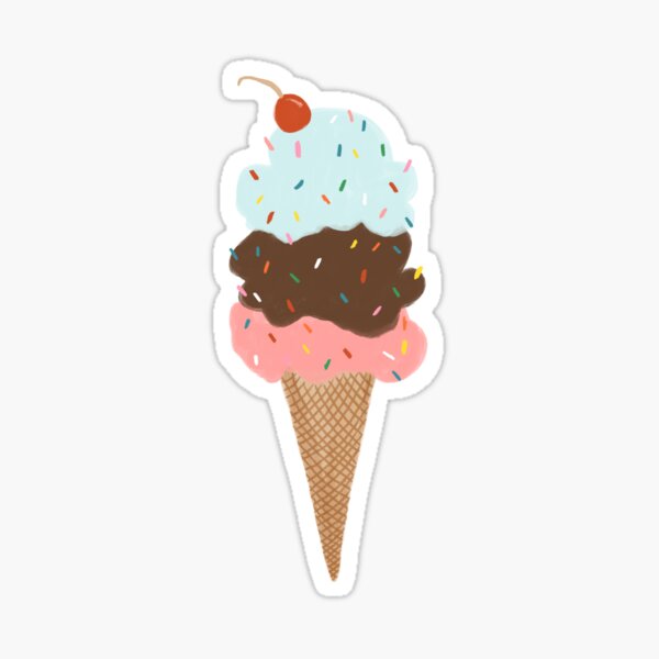Triple scoop of ice cream with cherry on top Sticker