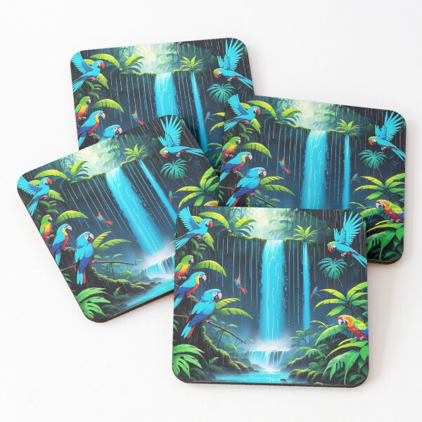 Item preview, Waterfall with parrots designed and sold by tatty58.