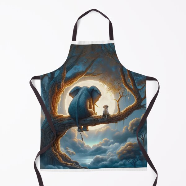 Item preview, elephant and dog sitting on a tree and looking at the moon 2 designed and sold by Mike Kiev art.