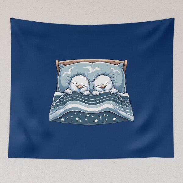 Item preview, Two cute seagulls sleep in bed together designed and sold by Infinitee8hirts.