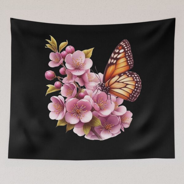 Item preview, “Spring Awakening: A Butterfly in a Field of Sakura Flowers” designed and sold by CHRIST5000.