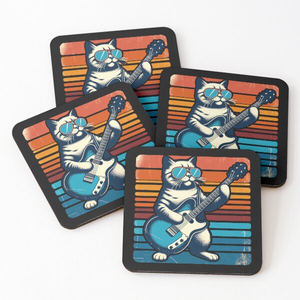 Artikelvorschau, Electric Guitar Cat Rock Music Retro Funny Cat entworfen und verkauft von KsuAnn.