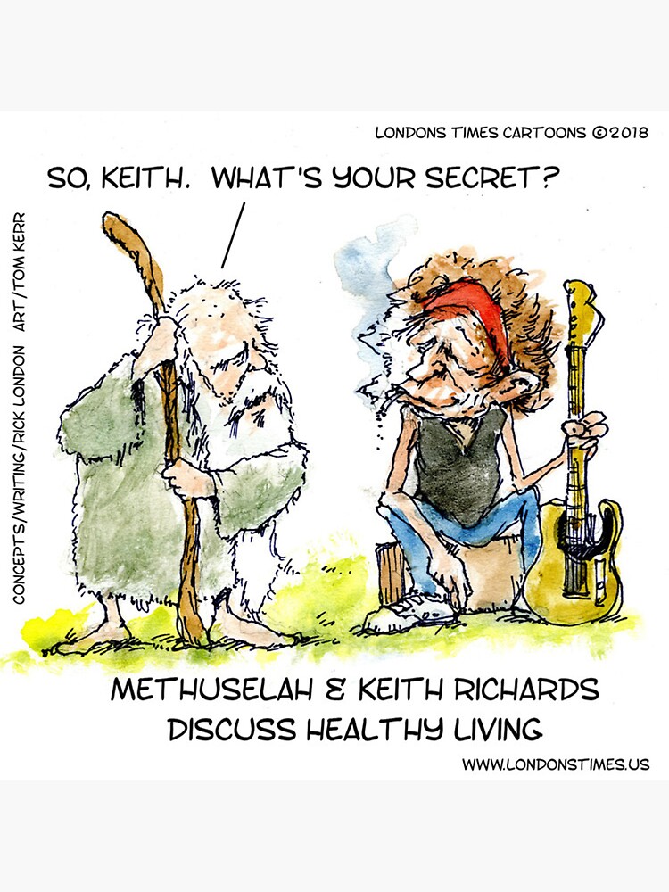 Thumbnail 3 of 3, Sticker, Keith Richards Vs Methuselah designed and sold by ltcartoons.