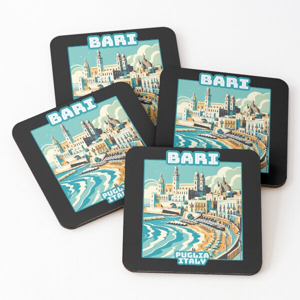 Item preview, Vintage art deco Bari Puglia italy Landmark Skyline. Travel souvernir. designed and sold by Unitepeople.