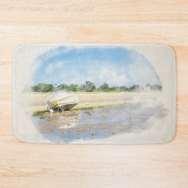 Item preview, boat laying on the beach in watercolor designed and sold by FotoMahieu.