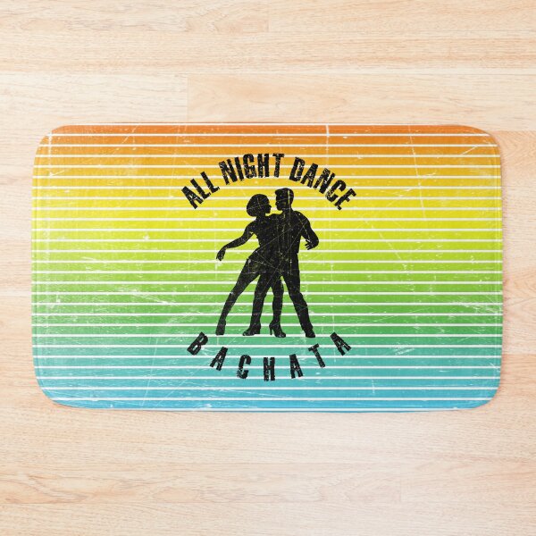 Item preview, Black silhouette of a couple dancing bachata against a background of colorful stripes designed and sold by HarridanCreates.