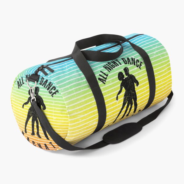 Item preview, Black silhouette of a couple dancing bachata against a background of colorful stripes designed and sold by HarridanCreates.