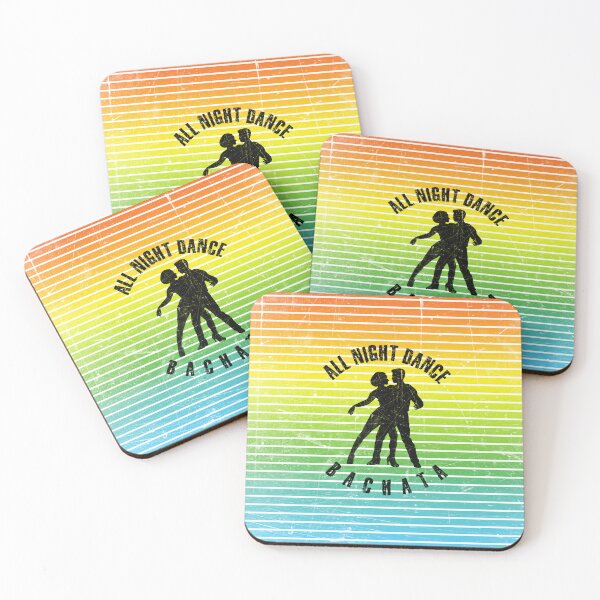 Item preview, Black silhouette of a couple dancing bachata against a background of colorful stripes designed and sold by HarridanCreates.