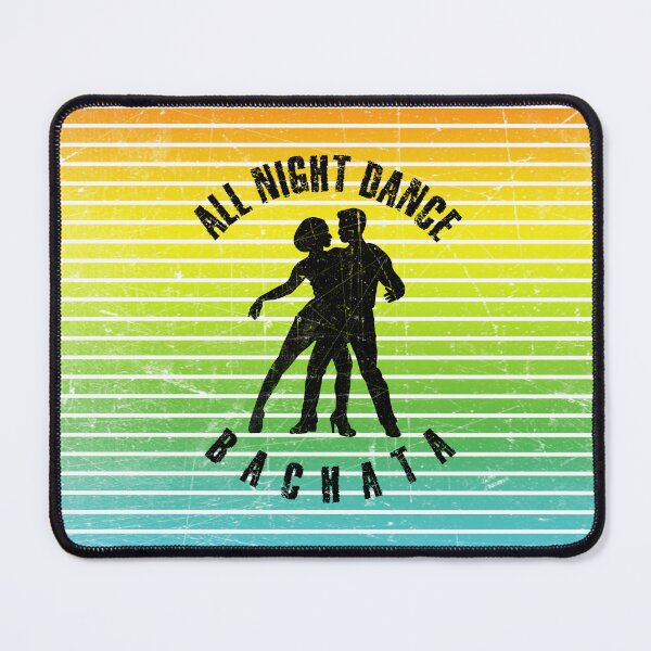 Item preview, Black silhouette of a couple dancing bachata against a background of colorful stripes designed and sold by HarridanCreates.