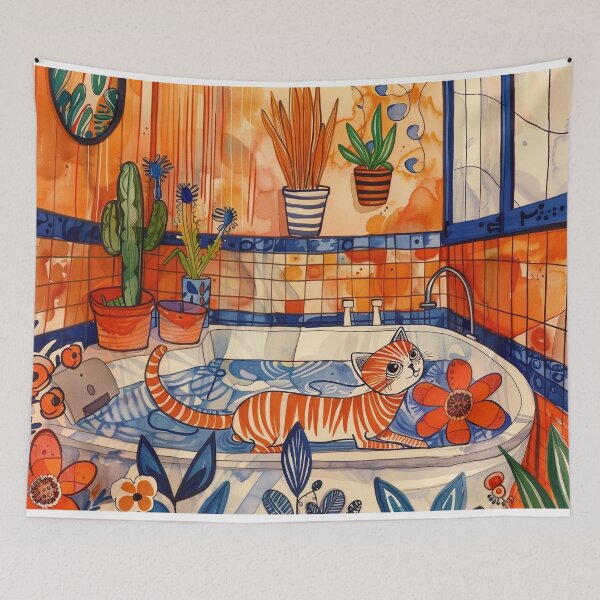 Item preview, cat in the bath tub designed and sold by PricklyPeanut.