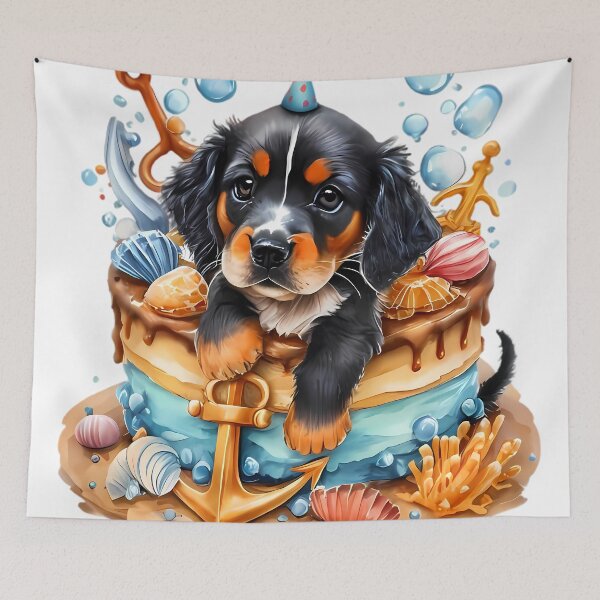 Item preview, "Cute Baby Gordon Setter in Birthday Cake Watercolor - Kawaii Anime designed and sold by T3goods.